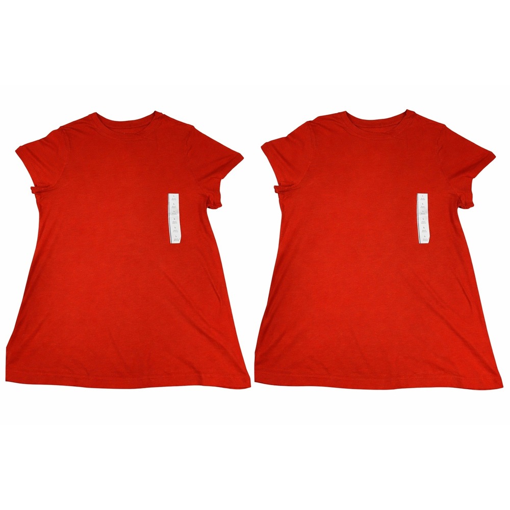 2 SHIRTS A New Day Womens Red Short Sleeve Crew‎ Neck Basic Tee Shirt Top Large